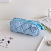 Large Capacity Zipper Pencil Case - Stylish, Solid Color, High-Quality Stationery Storage Bag for Students.
