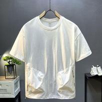 Pocket Splicing Cotton Short Sleeved T-shirt Men's Summer New Casual Versatile All Match Half Sleeved Top M