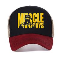 Breathable Mesh Mens cap Gym Fitness Muscle Bodybuilding print baseball caps fashion Casual Summer outdoor mesh snapback hats Adjustable raudona