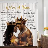 Romantic Couple Shower Curtain King Queen Art Design Bathroom Decor Love Quote Bath Curtain Black Romance Home Decor Waterproof W60H190(CM)-1 Pcs