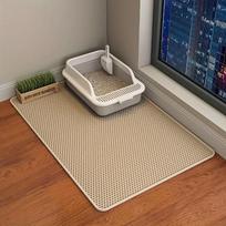 Extra Large Cat Litter Mat Double Layer Waterproof Non Slip Washable Litter Trapping Pad for Box Prevent Mess Essential (khaki,40x50)