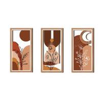 3 Pcs Boho Plant Wall Art Minimalist Botanical Bohemain Wall Sculpture Abstract Geometric Home Decor for Living Room Bedroom Office A