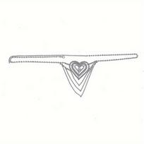 Shiny Rhinestone Heart Body Chain Panties for Women