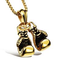 Unisex Mini Boxing Glove Necklace Luxury Hiphop Choker Chain Pendant Gift for Men Cool Statement Jewelry
