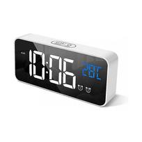 HOMVILLA Digital Alarm Clock with Large LED Temperature Display, Portable Mirror Alarm with Dual Sleep Time Alarm 4-Level Adjustable Brightness Dimmer