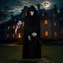 Halloween Grim Reaper Costume with Death  Gloves Luminous Glasses & Mask  Costume Cosplay Outfit Adult Grim Reaper Cape s black