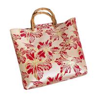 Bamboo Joint Canvas Tote Bag Zipper Closure Large Capacity Jacquard Handbag Flower Pattern Embroidered Design Chinese Style Bag