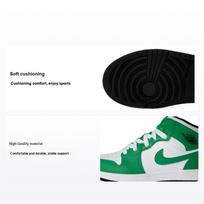 Air Jordan 1 Mid PS Lucky Green Kids Sneakers Black White DQ8424-301 35