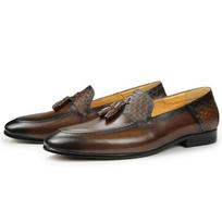 Madingi Madingi Odiniai Batai Vyrams Elegantiški Verslo Biuro Vietai Rankų Darbo Kutais Pintos Mokasinų Batai Originalus Dizainas Tikra Oda 39