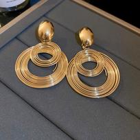 Large and Small Multi-layered Circle Silver Needle Earrings Fashion High-end Temperament Geometric Earrings for Women