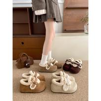 White velvet warm and non-slip thick-soled snow boots, Birkenstock cotton shoes for winter wear 35