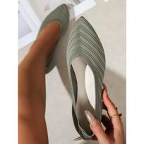 Women's Pointed Toe Knit Flats Breathable Washable Slip-on Ballet Shoes for Casual Office Wear 35