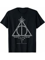Harry Potters Deathly Hallows Symbol Line Art T-Shirt S