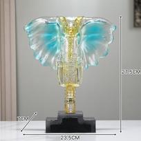 Resin Handicrafts Simulation Animal Sculpture Crystal Elephant Transparent Elephant Head Ornaments Home Decoration Accessories