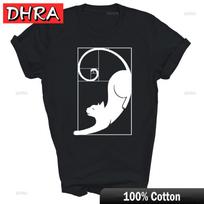 Cat Fibonacci Spiral Sacred Geometry Ratio Math Unisex Shirt Gift with Streetwear Top Shirt Stylish Trendy Tee Hip Hop Classic 4XL gray