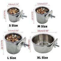 Stainless Steel Bird Feeding Cups with Clamp Holder - Perfect for Parrot Food and Water S