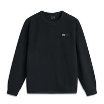 Li Ning Sports Life Collection Crew Neck Solid Color Fleece Lined Thermal Pullover Sweatshirt Men's Black AWDU885-2 M