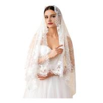 Lace Veil Mid-Length Shawl with Exquisite Lace Binding Elegant Head Scarf for Bridal Gothic Halloween Lolita Dress Matching