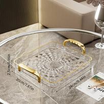 New Light Luxury Storage Tray Clear Large Capacity Dessert Fruit Tray Plastic Double Handle Jewelry Tray Home Kitchen Organizer