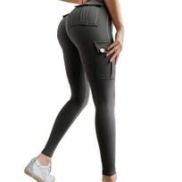 High Waist Yoga Pants Women Seamless Hip Lifting Sport Leggings with Pockets Tight Elastic Slim Trousers Workwear Size#XL