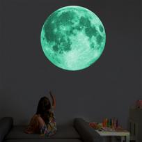 3d Large Fluorescent Moon Stickers Removable Dark Wall In The Moon 20cm Sticker Glow Sticker Wall Stickers Different Sizes (Green,5)