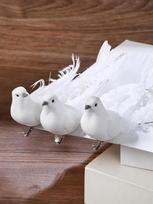 12PCS Artificial Pigeon Ornaments Faux Bird Figurines with Clips for Yard Garden Tree Home Decor 13CM White