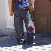 VibeStreet Men Fashion Hip Hop Retro Baggy Jeans Y2K Gothic Embroidery Punk Straight Wide-leg Denim Pants Gloe Gallery Street Jeans S