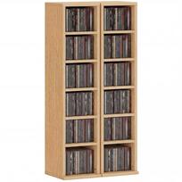 Set of 2 CD Media Display Shelf Unit Tower Rack with Adjustable Shelves, Natural 21 x 22.5 x 88.5 cm