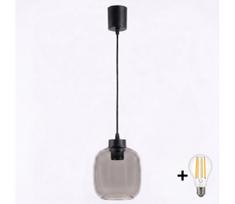 Brilagi - LED liustra ant laido R GLASS 1xE27/60W/230V skersmuo 14 cm juoda/dūminė pilka