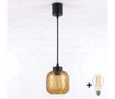 Brilagi - LED pakabinamas šviestuvas ant laido R GLASS 1xE27/60W/230V Ø 14 cm juoda/dūminė ruda