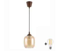 Brilagi - LED liustra ant laido R GLASS 1xE27/60W/230V skersmuo 14 cm ruda/dūminė ruda