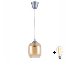 BRILAGI - LED liustra ant laido GLASS 1xE27/60W/230V, skersmuo 14 cm, sidabrinė/dūminė ruda