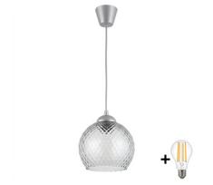 Brilagi - LED liustra ant troselio R GLASS 1xE27/60W/230V skersm. 25 cm sidabrinė/dūmų pilka