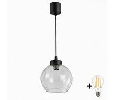 BRILAGI - LED pakabinamas šviestuvas ant laido RETRO GLASS 1xE27/60W/230V Ø 25 cm juodas/skaidrus