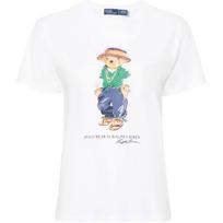 Polo Ralph Lauren Ss24 Logo Bear Pattern Printed Casual Short Sleeve T-Shirt Women T-Shirt White 211935615-001 XS gray