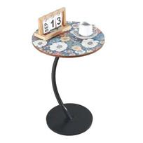 C-shaped Side Table with Floral Living Room Bedroom Tabletop Metal Frame Office 45659 Tier Small Coffee A