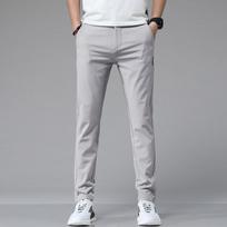 Ice silk men's versatile elastic waist casual pants autumn velvet thickened boys slim straight warm sports trousers 28