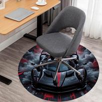 1pc Super Car Round Chair mat Area Rug - Non-Slip, Floor Mat for Office, Bedroom, home decor Christmas Gift-1002347 80cm