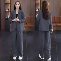 Women's Casual Two-Piece Suit: Stylish Wide-Leg Pants & Blazer Set for Spring/Autumn 2026 M (Recommended 100-110 jin)