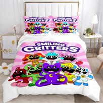 Cute Monster Squad Duvet Cover, Kids Horror Themed Bedding Set(1 * duvet cover + 2 * pillowcase, without core) 135x200cm