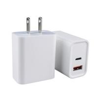 PD 20W QC3.0 JAV ES Kištukas C tipo Dvigubi Prievadai Įkroviklio Adapteris Greitas Įkrovimas Kelioninis Sieninis Įkroviklis IPhone Nešiojamas Adapteris US balta