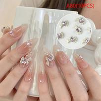 10pcs 3D Resin Bowknot Nail Charms Diamond Pink Ribbon Bow Rhinestone Jewelry Parts Manicure Decor DiIY Salon Accessory Gift A80
