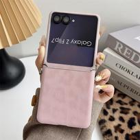 Samsung ZFLIP7 Leopard Print Case with Silver Edge & Hand Strap - Fits ZFLIP6/5 ZFlip 5