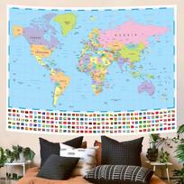 Tapestry of the world map on the wall 75x100