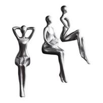 3 Pcs Resin Reading Sculpture, Sitting Thinker Statue, Abstract Women Bookshelf Figurine for Home, Office, Living Room, Shelf, Desktop Decor