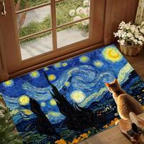Starry Night Van Gogh Art Bathroom Mat Retro Multiple Choice Living Room Kitchen Rug Non-Slip Bedside Mats  Door Mat  Rug 40cm x 60cm