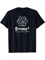 Unisex's Casual Graphic T-Shirt - E=Mc² Energy Milk Coffee Design, Black With White Print XXXL