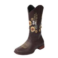 Autumn 2021 Embroidered Floral Women's Leather Boots 35