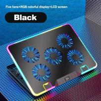 Gaming Laptop Cooling Pad W/ 5 Fan Dual USB LED Screen Laptop Notebook Cooler Stand for 11-17.3'' 7 Angle Adjustable Bracket