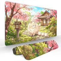 Cherry Blossom Courtyard and Cats Mouse Pad Large Computer Office Game Table Mats Rubber Antislip XXL mouse mat Long Desk Pads 800x300x2mm